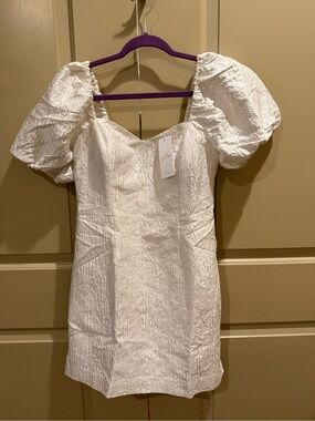 Lilly Pulitzer White Textured Puff-Sleeve Mini Dress